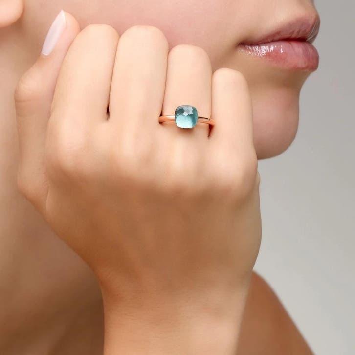 Pomellato ring Nudo Petit blauwe topaz, Ophalen, Blauw, Zo goed als nieuw, 17 tot 18