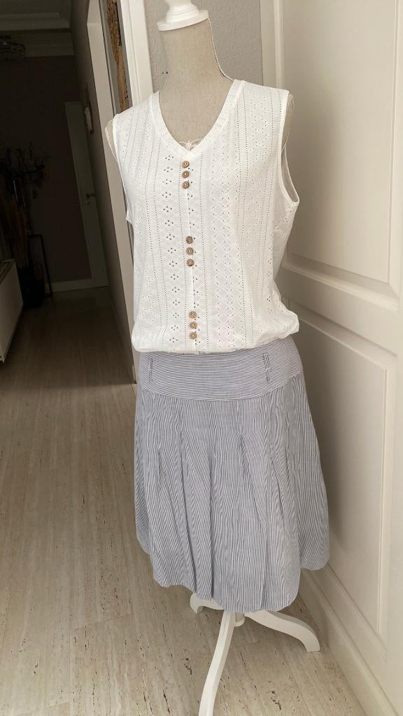 Rok Ballonrok Blauw Wit gestreept Maat 42 Promiss, Kleding | Dames, Rokken, Promiss, Blauw, Maat 42/44 (L), Ophalen of Verzenden