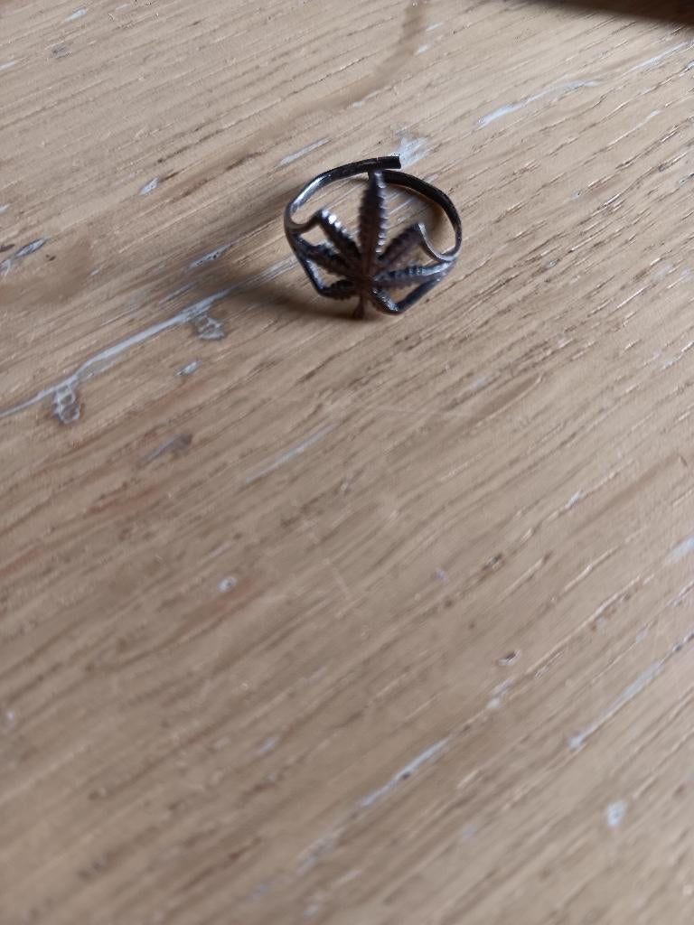 Ringetje, jaren 70, met wietblad voorop, vintage, IJzer of Staal, Ophalen of Verzenden, Zo goed als nieuw, 17 tot 18