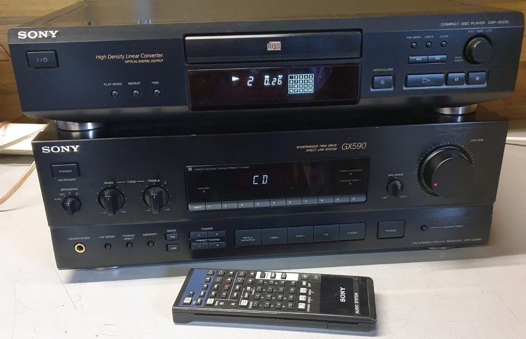 Sony set receiver str-gx590 + cd speler cdp-xe220 + remote, Ophalen of Verzenden, Cd-speler, Sony