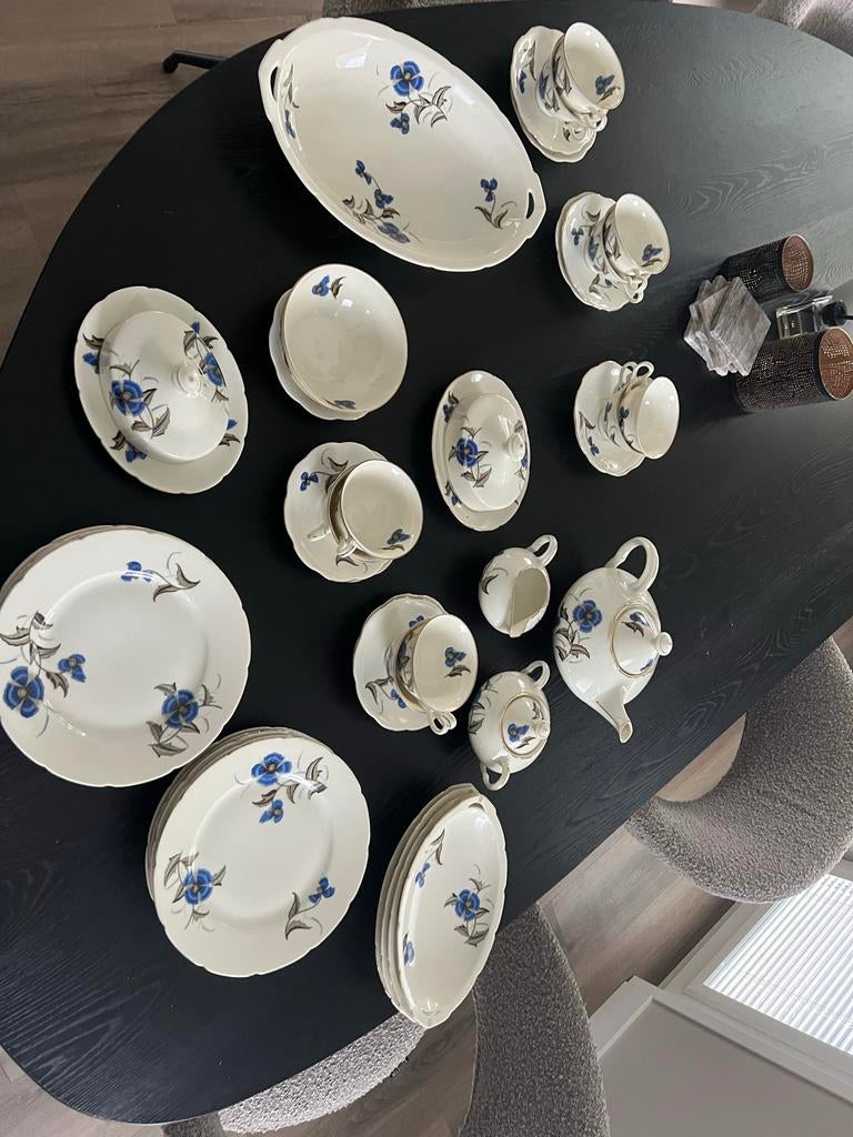 Ontbijt Servies - Blauwe Korenbloem Design, Ophalen, Gebruikt, Overige stijlen, Porselein