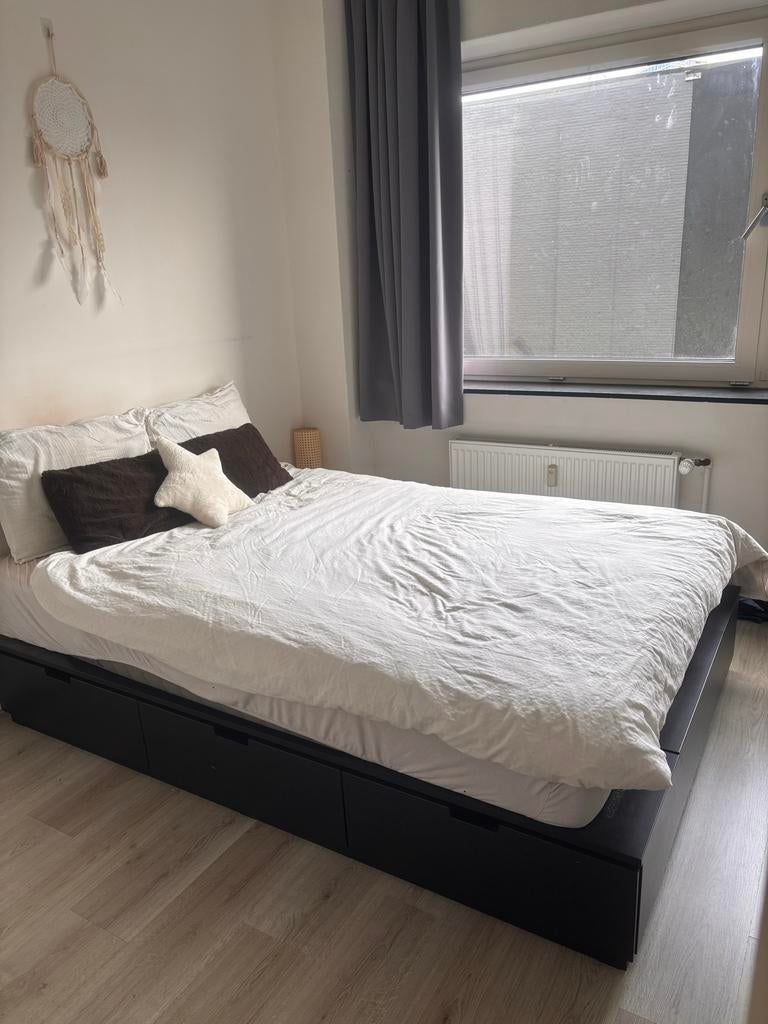 Ikea Nordli bed 140x200 met lades - Zwart, Ophalen, Gebruikt, Zwart, Tweepersoons