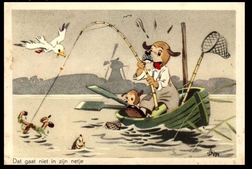 Jan Wijga, dieren vissen, Verzenden, 1940 tot 1960, Gelopen, Overige thema's