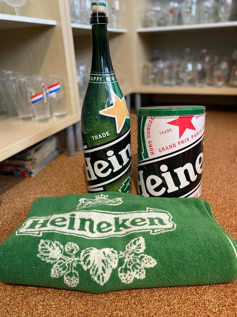 Heineken Badlaken, Opbergblik, Grote Fles, Ophalen of Verzenden, Zo goed als nieuw, Overige typen