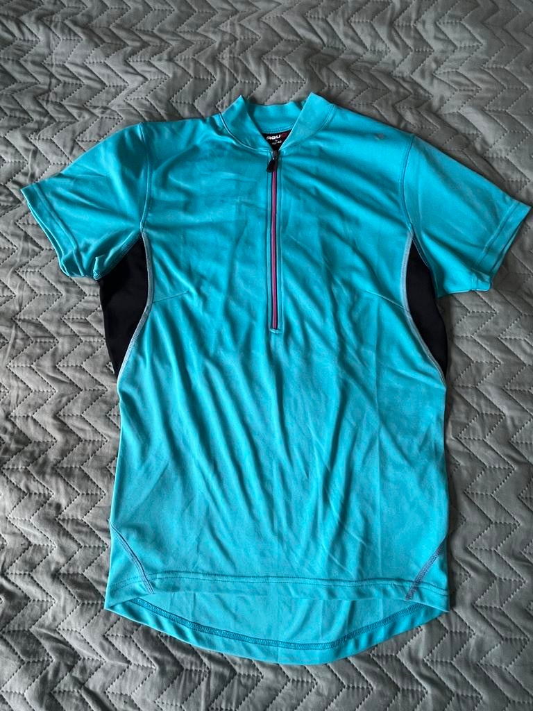 AGU dames fietsshirt turquoise maat L (40-42), Fietsen en Brommers, Fietsaccessoires | Fietskleding, Gebruikt, Ophalen of Verzenden