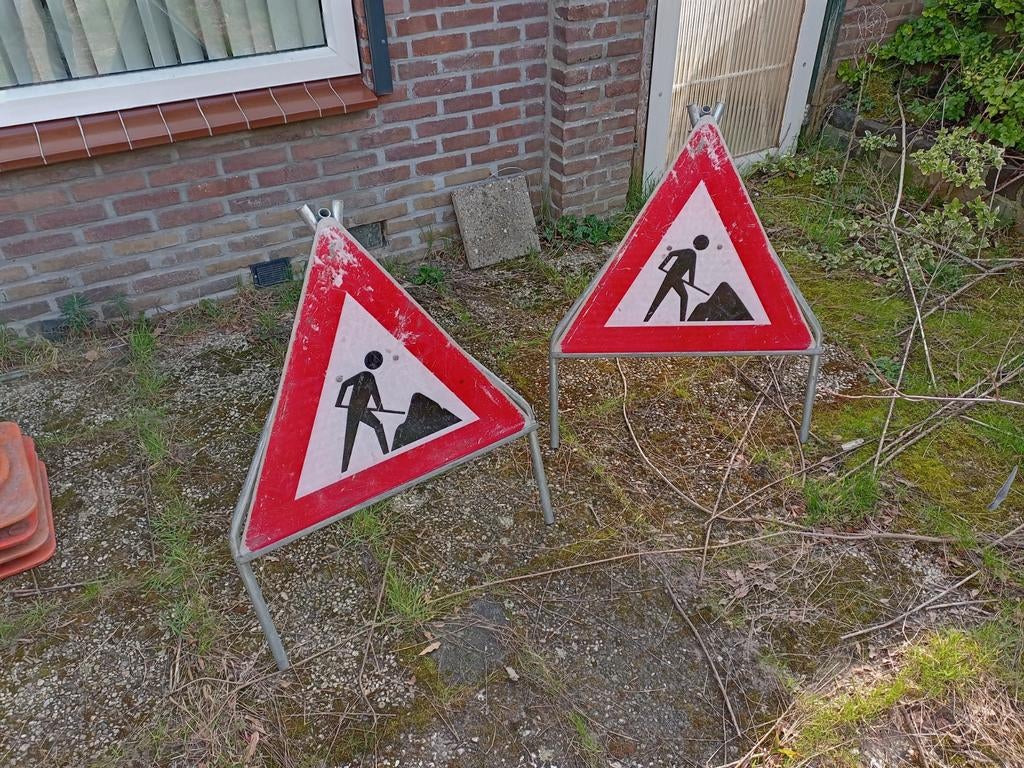 2x Werk in uitvoering borden - Opvouwbaar, Ophalen