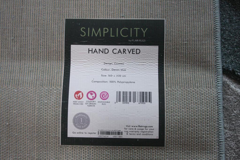 Vloerkleed Simlicity Cosmos Denim Blue met vakken 160x230, Ophalen, Grijs, 150 tot 200 cm, Rechthoekig