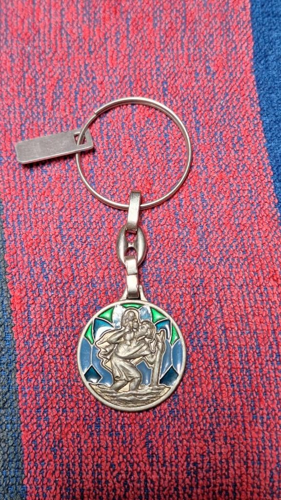 Heilige Christoffel sleutelhanger groen-blauw, Verzamelen, Ophalen of Verzenden, Nieuw, Merk