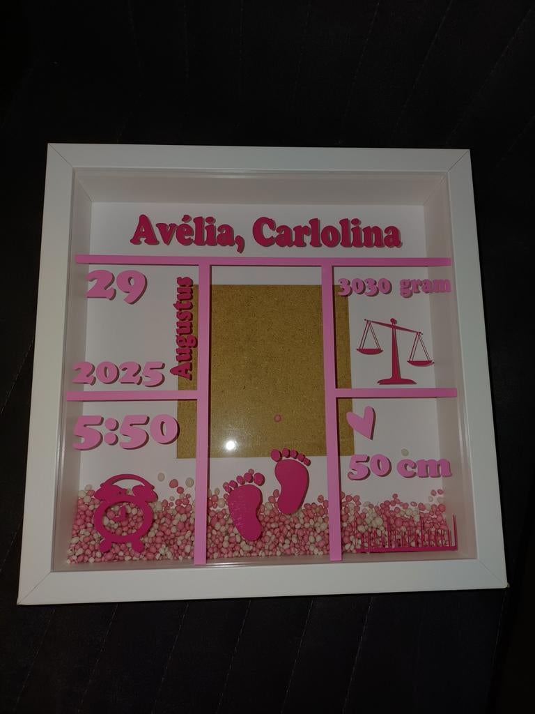 Geboortelijst met tekst naar keuze en fotolijst, Ophalen of Verzenden