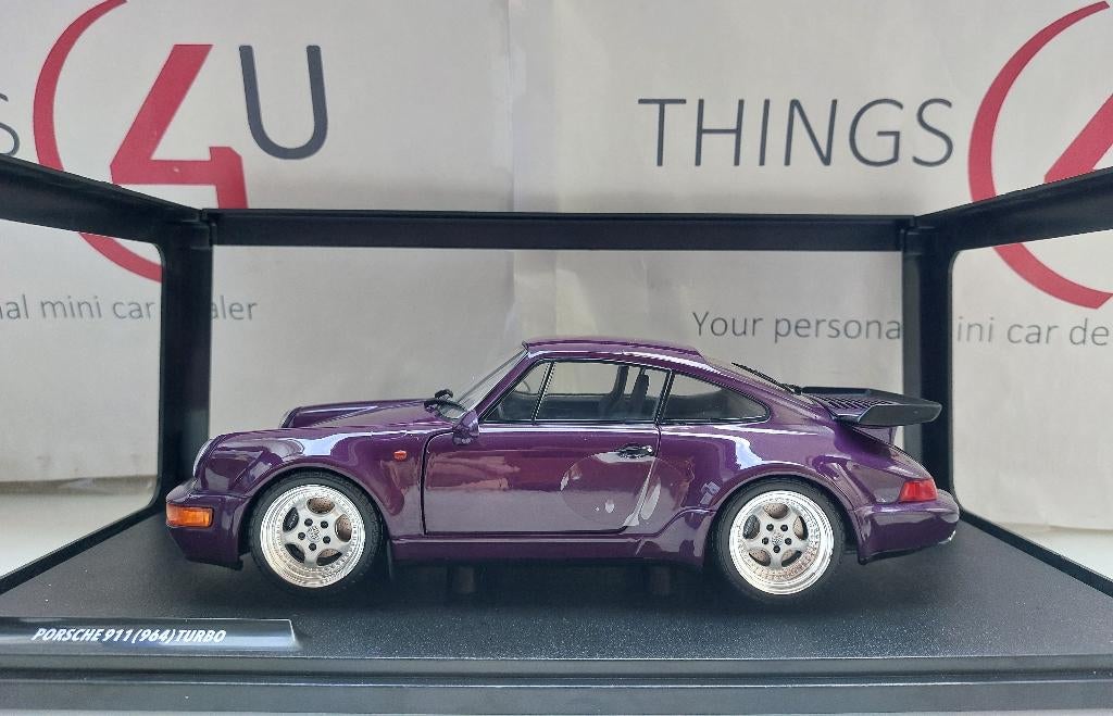 Solido 1:18 Porsche 911 (964) Turbo 1990 violet metallic, Ophalen of Verzenden, Nieuw, Auto, Solido