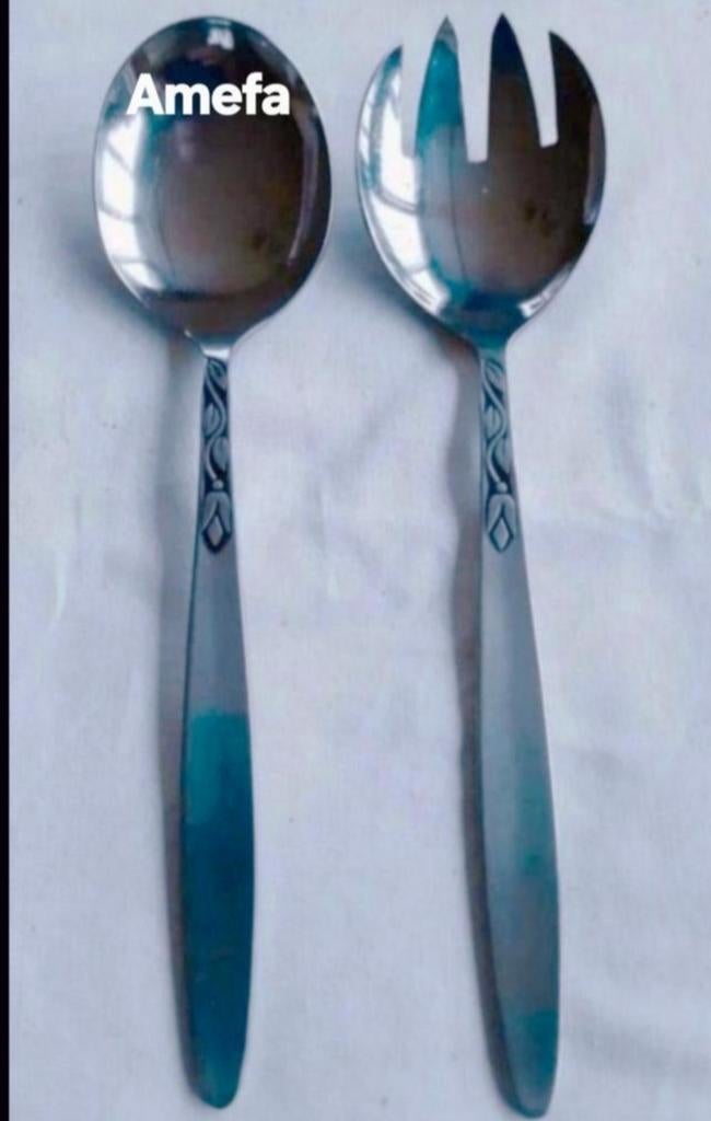 Amefa bestek Tulp salade set lepel vork, Ophalen of Verzenden, Rvs of Chroom