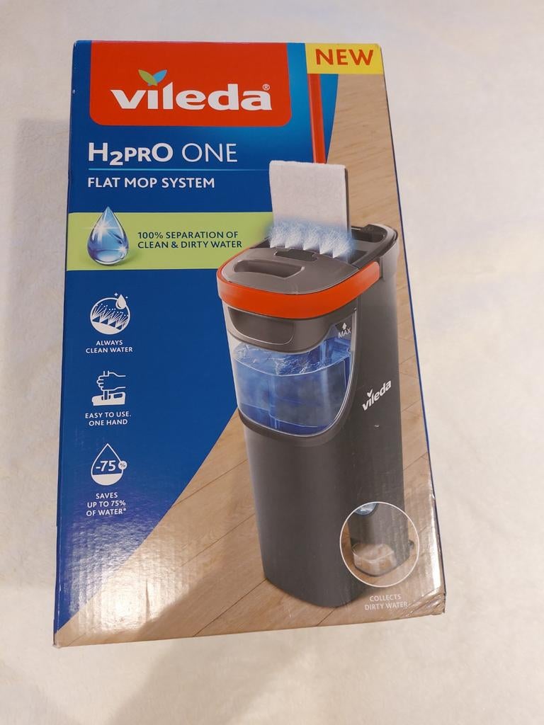 Vileda H2PRO ONE Flat Mop Systeem - Nieuw in doos, Ophalen, Dweilemmer, -bak, of -wagen