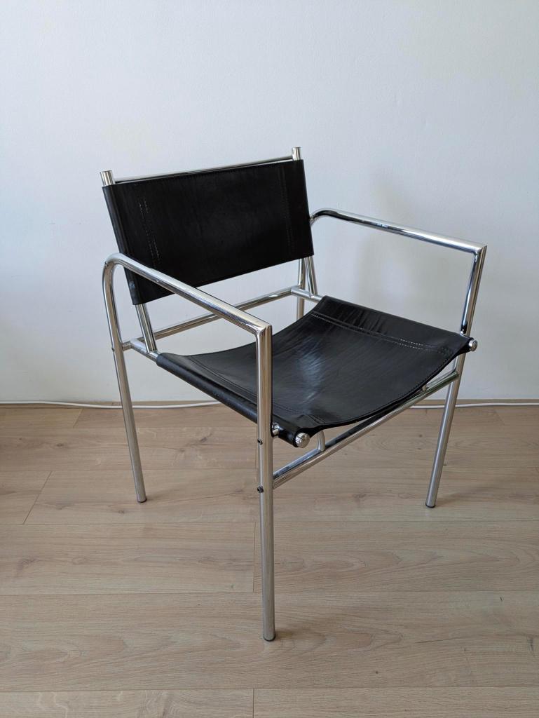 3x Gerard Vollenbrock-type zwart leren fauteuils, Ophalen, Gebruikt, 75 tot 100 cm, Modern