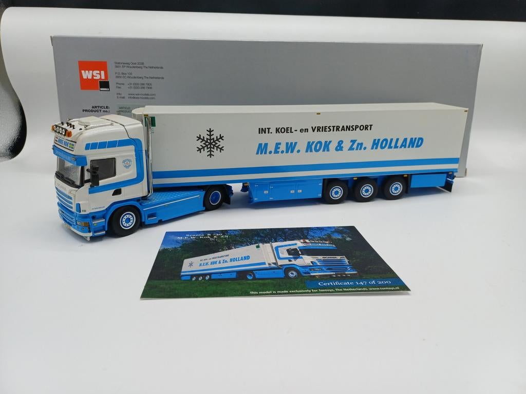 WSI Scania r6 Koeler Mike Kok, Hobby en Vrije tijd, Modelauto's | 1:50, Ophalen of Verzenden, Zo goed als nieuw, Bus of Vrachtwagen