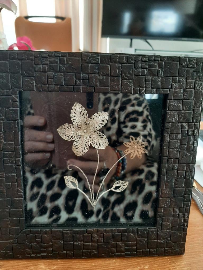 Fotolijs met bloem . Zilver, Antiek en Kunst, Ophalen of Verzenden, Zilver