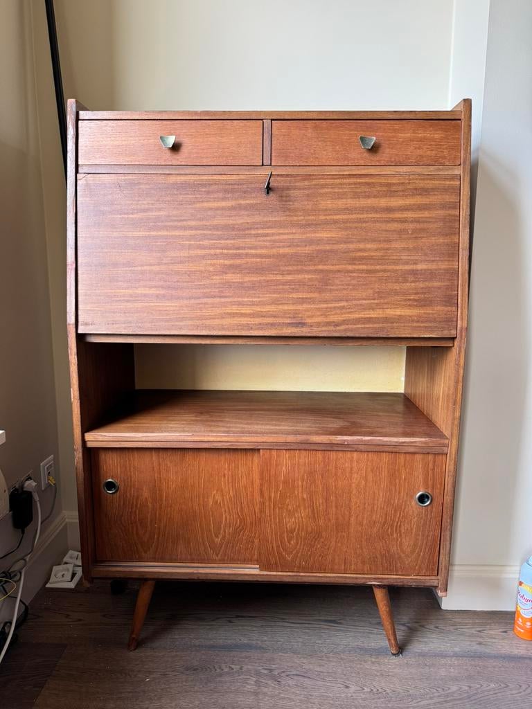 Midcentury vintage secretaire / bureau / kast, Ophalen, Gebruikt