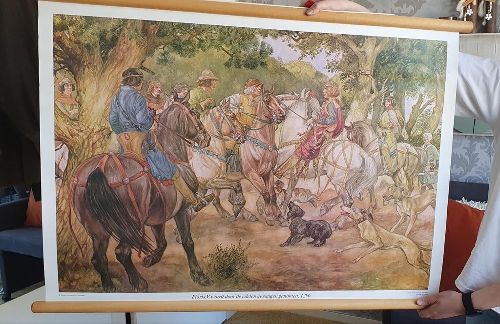 Historische schoolplaat: Floris V gevangen genomen, 1296, Ophalen