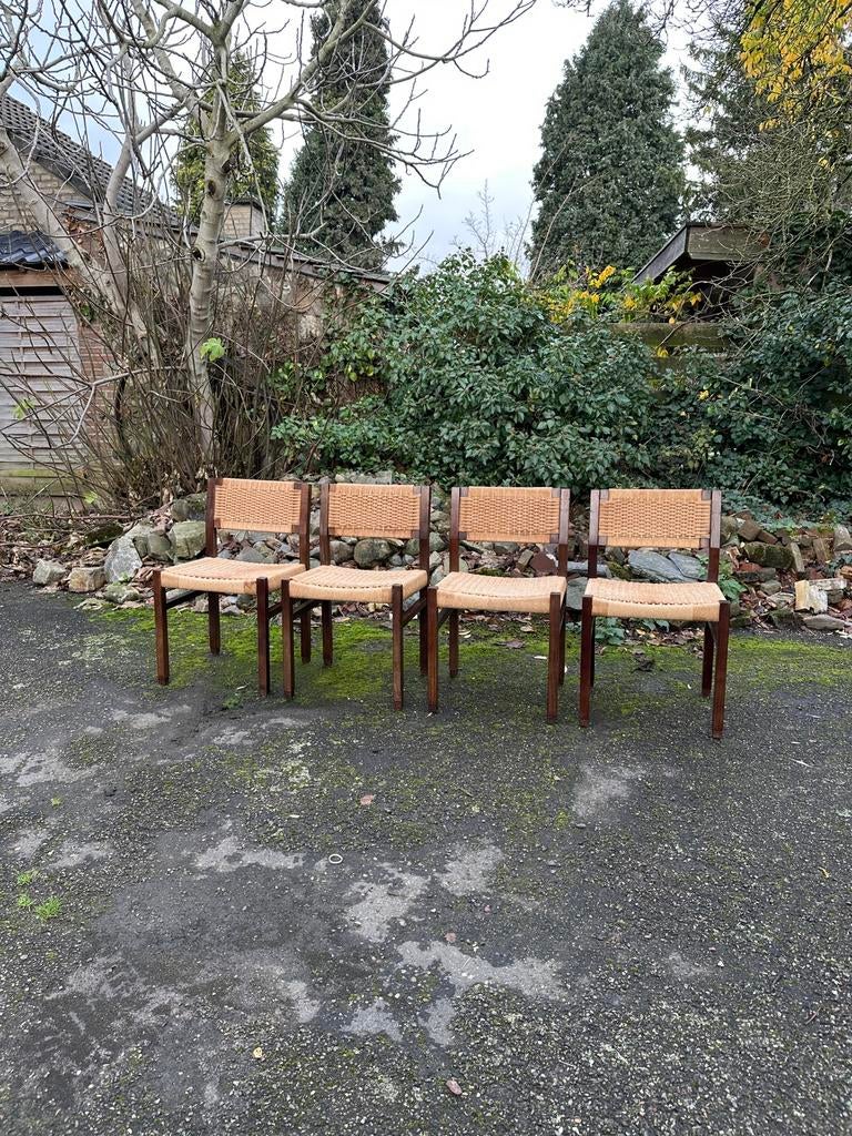 4 Arnold Merckx papercord stoelen, Ophalen, Gebruikt, Bruin, Vier