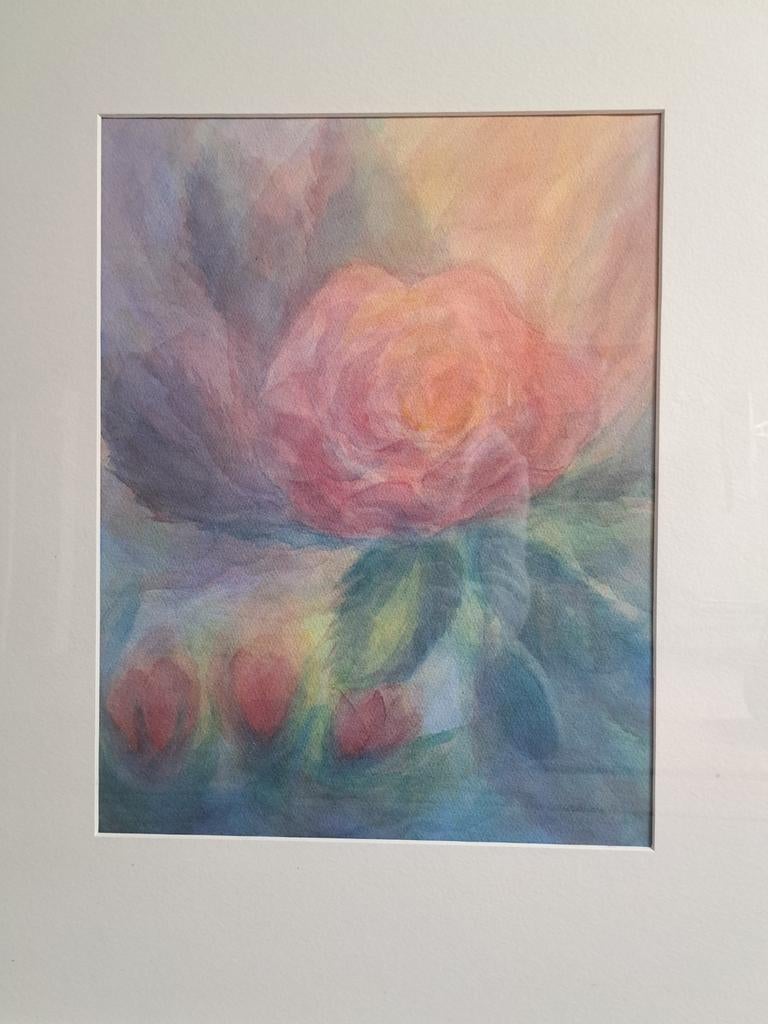 Aquarel bloem ingelijst, Ophalen of Verzenden
