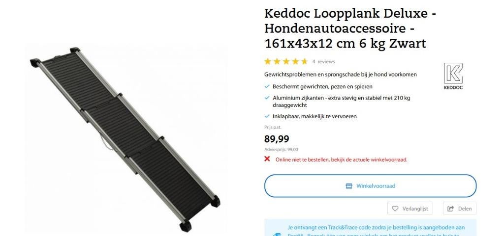 Keddoc hondenloopplank, Ophalen, Zo goed als nieuw