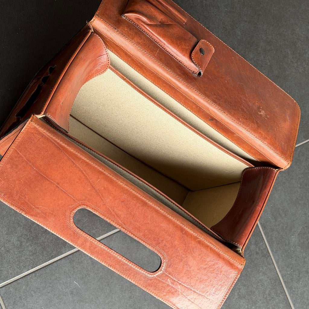 Rundlederen attachékoffer ‘Pilotenkoffer’, Ophalen of Verzenden, Zo goed als nieuw