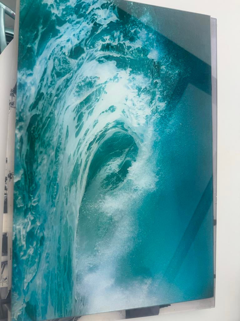 Grote golf kunstwerk op glas - Oceaan decoratie, Huis en Inrichting, Woonaccessoires | Schilderijen, Tekeningen en Foto's, Ophalen of Verzenden