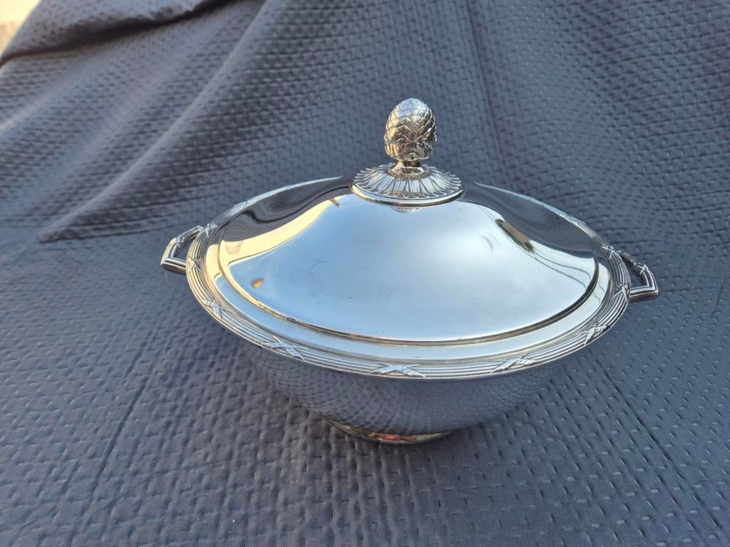 CHRISTOFLE Malmaison  verzilverde soepterrine 1949, Overige materialen, Gebruikt, Overige typen, Ophalen of Verzenden