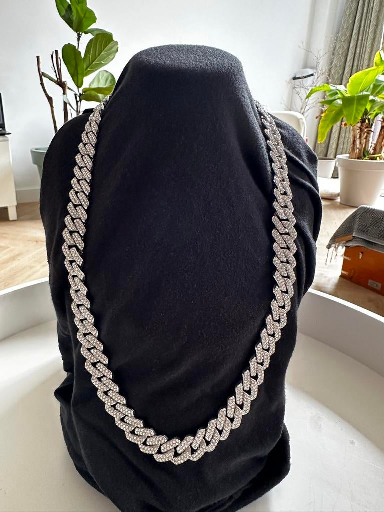 Nieuwe Iced Out Miami Cuban Link Ketting, Sieraden, Tassen en Uiterlijk, Met kristal, Overige materialen, Nieuw, Ophalen of Verzenden
