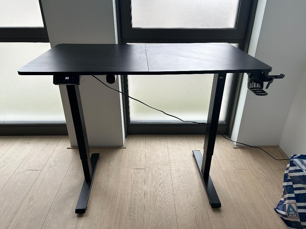Zit sta bureau, Huis en Inrichting, Bureaus, Ophalen, Gebruikt, Zit-sta bureau, Zwart