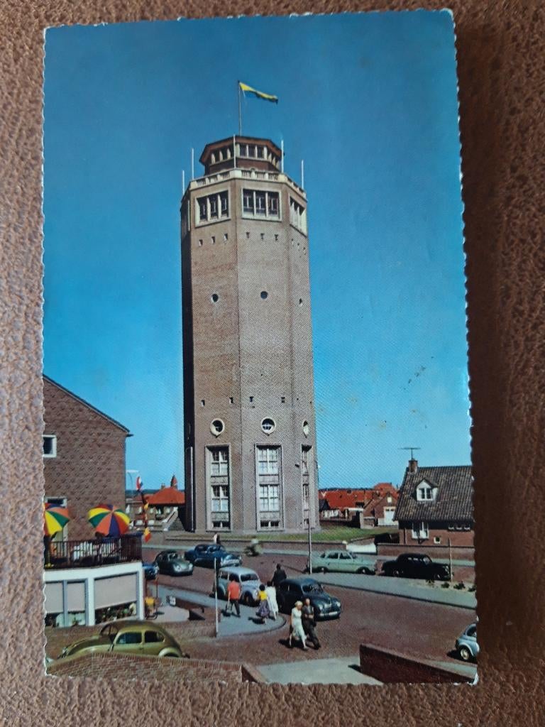 Zandvoort aan Zee - Uitzichttoren - met auto's in beeld, Ophalen of Verzenden, 1940 tot 1960, Gelopen, Noord-Holland