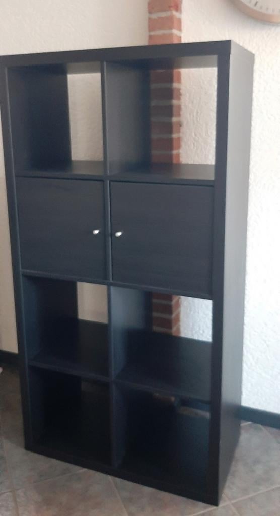 Ikea kallax Vakkenkast 2 deurtjes zwart, Ophalen, Zo goed als nieuw