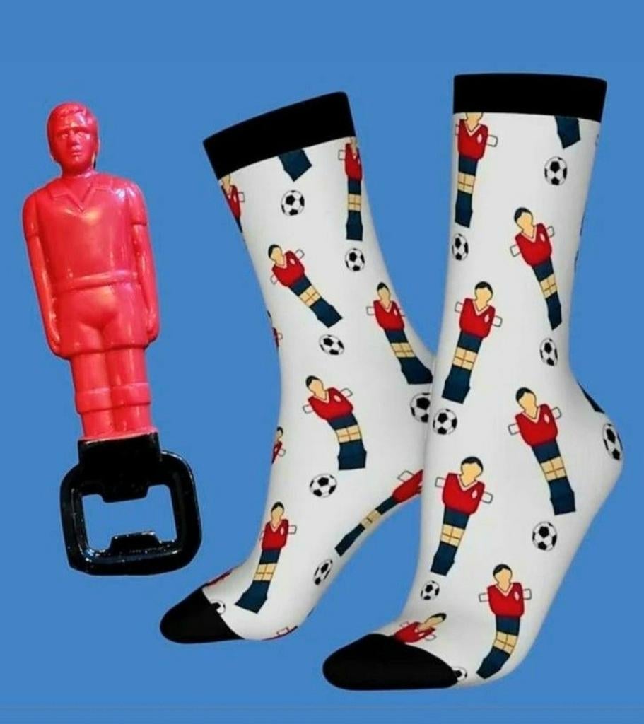 TAFELVOETBAL SOKKEN  + TAFELVOETBAL POPPETJE (OPENER), Ophalen of Verzenden, Nieuw