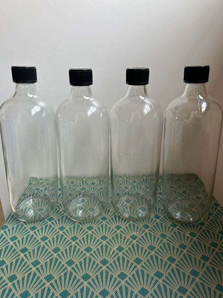 4 Glazen flessen met dop voor sappen of kombucha, Ophalen of Verzenden, Gebruikt