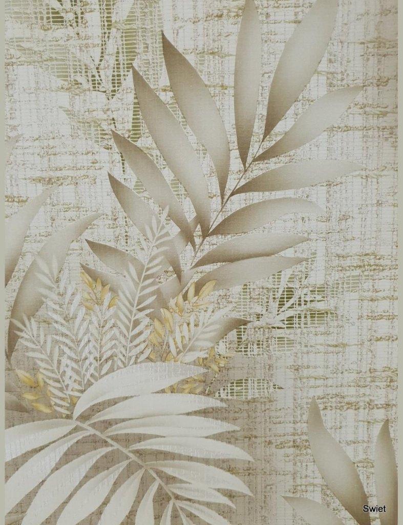 4758 Vintage varen behang jute structuur botanisch 80s swiet, Ophalen of Verzenden, 50 tot 75 m², Beige