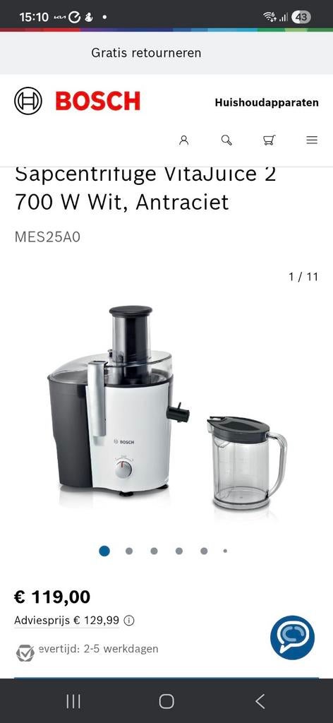 Bosch juicer, Ophalen, Gebruikt