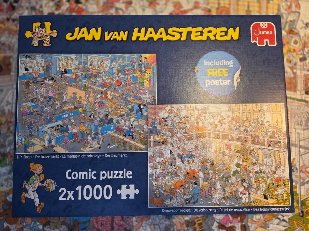 Jan van Haasteren 2x1000st: De Verbouwing & De Bouwmarkt, Ophalen of Verzenden, 500 t/m 1500 stukjes, Zo goed als nieuw
