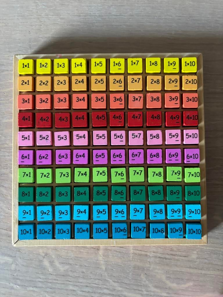 Houten rekenblokjes-  tafels 1-10, Ophalen of Verzenden, Zo goed als nieuw