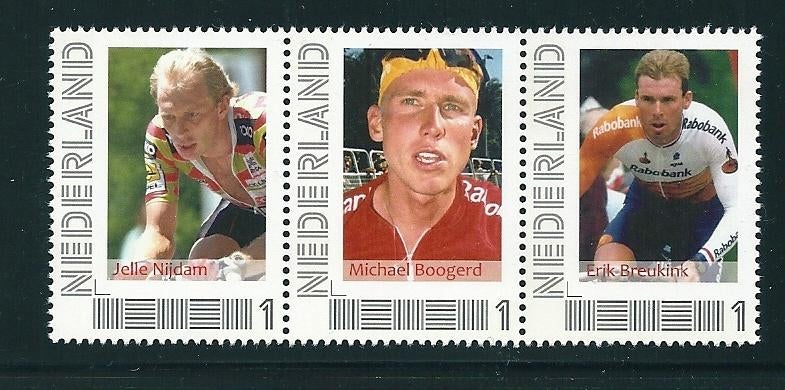 Strip van 3 persoonlijke zegels Wielrennen, postfris, Ophalen of Verzenden, Postfris