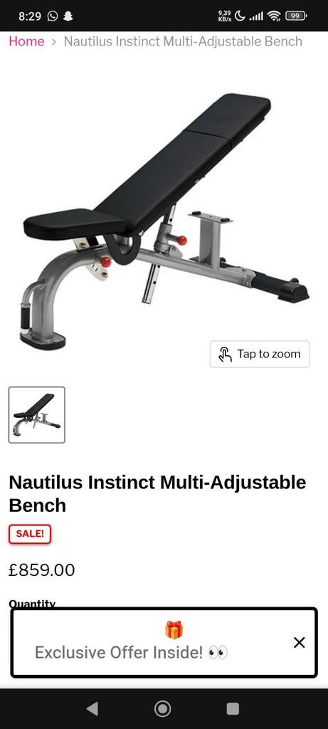 Nautilus Adjustable Bench, Ophalen, Fitnessbank