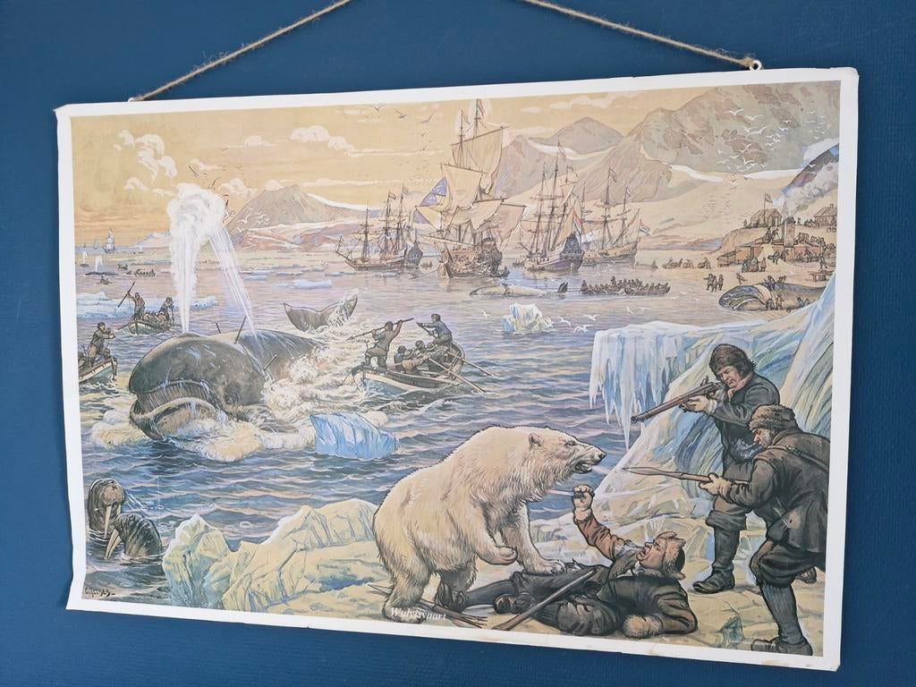 Schoolplaat walvisvaart, Ophalen of Verzenden