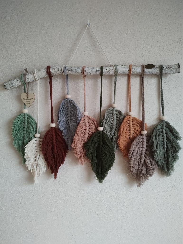 Macramé wanddecoratie met veren. Sisters Forever., Ophalen of Verzenden, Nieuw