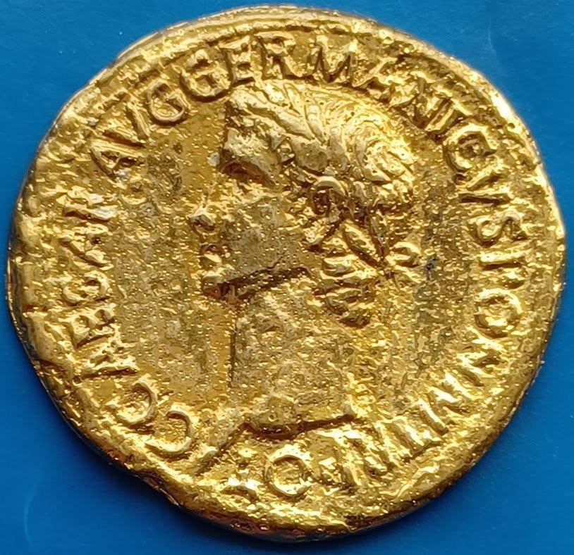 Penning Caligula Brass Sestertius - Repro, Ophalen of Verzenden, Overige materialen, Buitenland