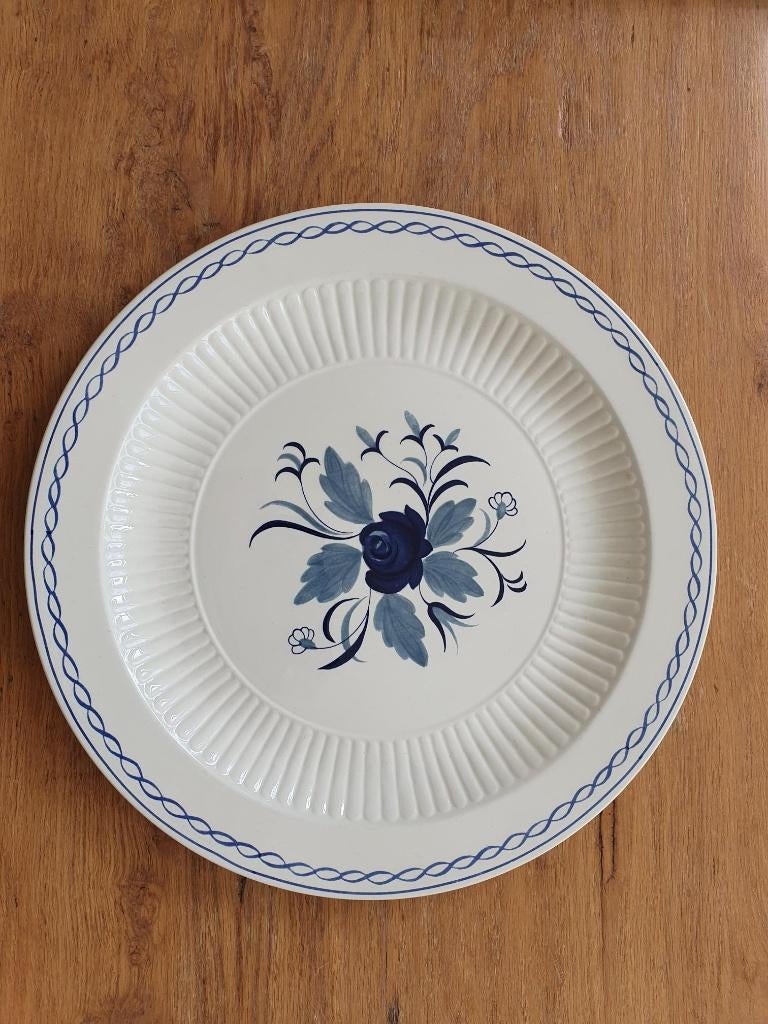 Groot gebroken wit - blauw bord, Antiek en Kunst, Ophalen of Verzenden