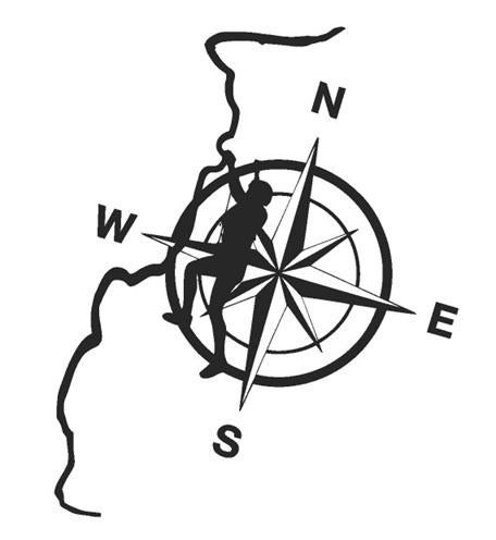 Camper caravan auto sticker kompas met bergbeklimmer, Caravans en Kamperen, The River House, Info@theriverhouse.nl, Nieuw, Ophalen of Verzenden