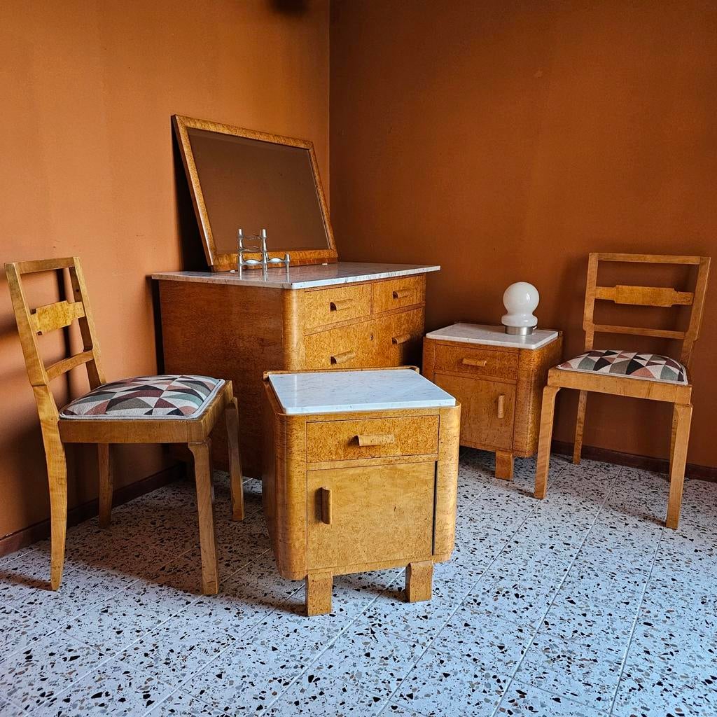 Art Deco Commode/Ladenkast Bed Nachtkastjes Stoelen Spiegel, 100 tot 150 cm, 5 laden of meer, Art deco, Ophalen of Verzenden