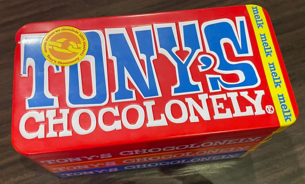 Tony’s Chocolonely bewaarbox, Ophalen of Verzenden, Zo goed als nieuw, Overige, Overige merken