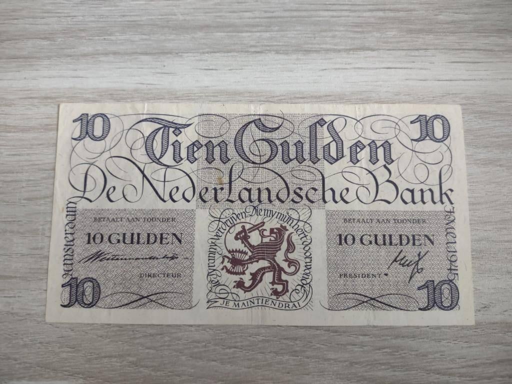 Heel mooi biljet 10 gulden geldzuivering Lieftinck, 1945, Ophalen of Verzenden, 10 gulden