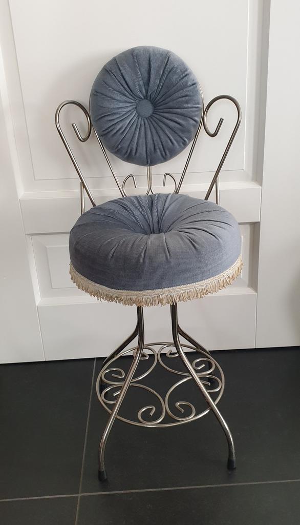 Vintage Boudoir Stoeltje - Blauw, Huis en Inrichting, Stoelen, Ophalen, Gebruikt, Blauw, Vintage