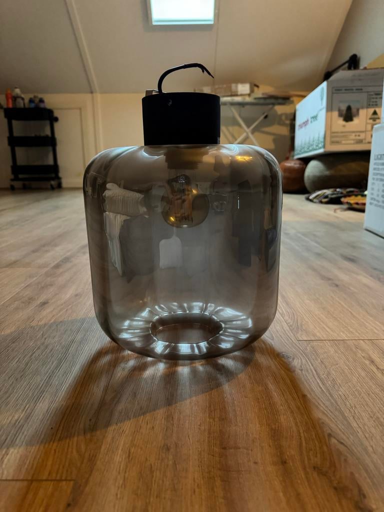 Glazen hanglamp, Ophalen, Zo goed als nieuw, Glas, 50 tot 75 cm
