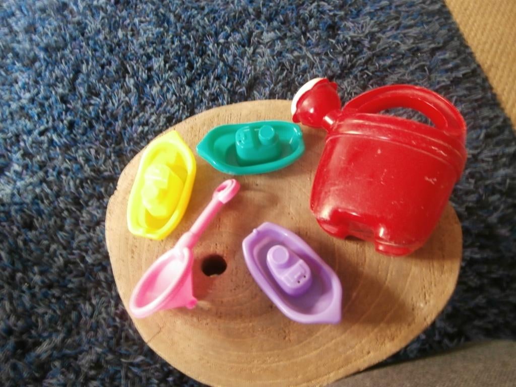 strand zwemmen zandbak gieter boot trechter bootjes, Ophalen of Verzenden, Gebruikt